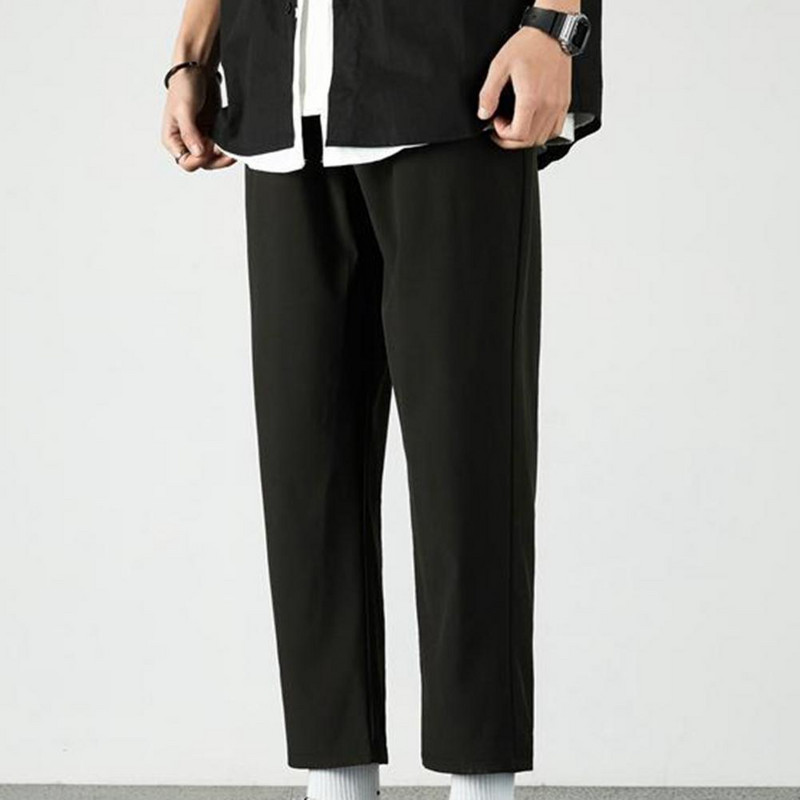 Muške jednobojne ravne hlače Meke elastične uzice u struku Prevelike hlače Trenirke srednjeg uspona Ležerne hlače s elastičnim strukom