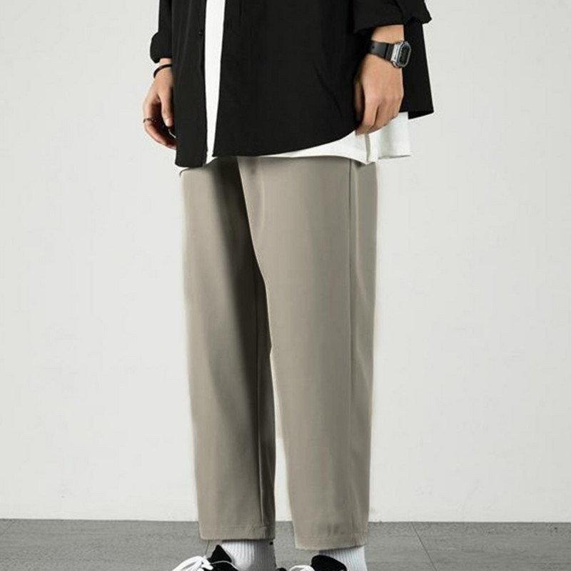Muške jednobojne ravne hlače Meke elastične uzice u struku Prevelike hlače Trenirke srednjeg uspona Ležerne hlače s elastičnim strukom
