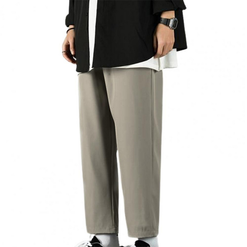 Muške jednobojne ravne hlače Meke elastične uzice u struku Prevelike hlače Trenirke srednjeg uspona Ležerne hlače s elastičnim strukom