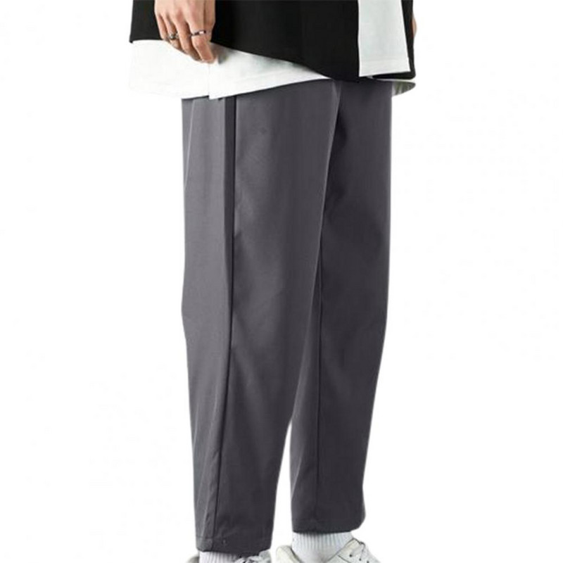 Muške jednobojne ravne hlače Meke elastične uzice u struku Prevelike hlače Trenirke srednjeg uspona Ležerne hlače s elastičnim strukom