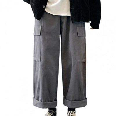 Ανδρικό παντελόνι Cargo Μοντέρνο φθινοπωρινό παντελόνι καθαρού χρώματος που αναπνέει ανδρικό παντελόνι από πολυεστέρα