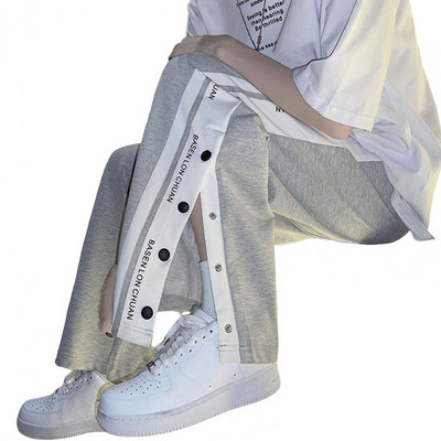 Ανδρικά φούτερ Φαρδιά πλαϊνά κουμπιά με διάσπαση σε όλο το μήκος Χρώμα αντίθεσης Αθλητικό ελαστικό μέσης λεπτό γράμμα τύπωμα Ανδρικό καλοκαιρινό παντελόνι Αντρικό