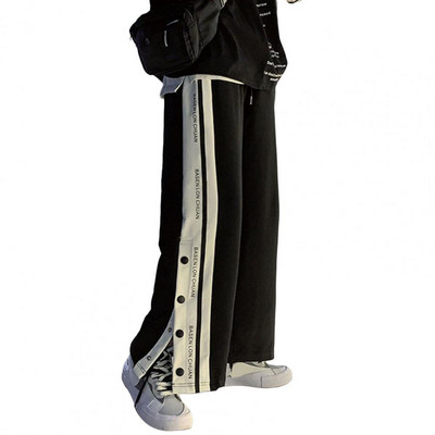 Ανδρικά φούτερ Φαρδιά πλαϊνά κουμπιά με διάσπαση σε όλο το μήκος Χρώμα αντίθεσης Αθλητικό ελαστικό μέσης λεπτό γράμμα τύπωμα Ανδρικό καλοκαιρινό παντελόνι Αντρικό