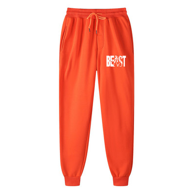 Uus bränd Jooksupüksid Meeste Pehmed Kulturismi Joggerid Dressipüksid BEAST Printing Must Valge Fitness Spordipüksid