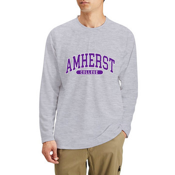 New amherst - college font извита дълга тениска хипи дрехи сладки дрехи бързосъхнеща тениска тренировъчни ризи за мъже