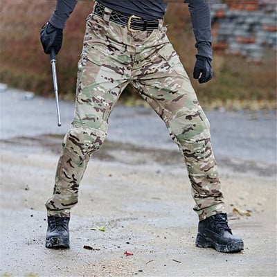 City Tactical Cargo Pants Férfi Szabadtéri Túrázás Kemping Több zsebes Katonai Hadsereg nadrág Alkalmi lélegző vízálló melegítőnadrág