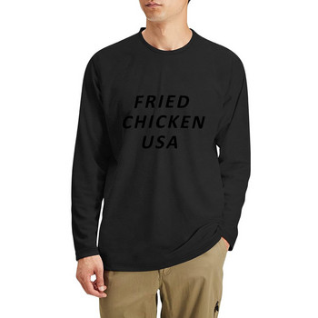 Нова Дълга тениска FRIED CHICKEN USA естетични дрехи графични тениски Риза с животински принт за момчета Мъжка тениска за тренировка