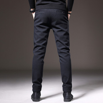 2023 Марка Есен Зима Ежедневни панталони от четкана материя Мъжки дебели бизнес работни тънки памучни черни сиви панталони Мъжки