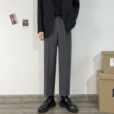 Suvine uus korea mood meeste ülikonnapüksid lahtised sirged vabaaja õhukesed püksid ühevärvilised mustad tänavarõivad meeste püksid