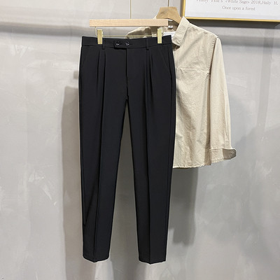 Klasične ležerne muške hlače u 4 boje Proljeće Jesen Nove poslovne modne hlače Udobne ravne hlače do gležnja Sivo Crne