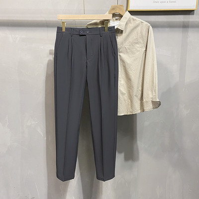 Klasične ležerne muške hlače u 4 boje Proljeće Jesen Nove poslovne modne hlače Udobne ravne hlače do gležnja Sivo Crne