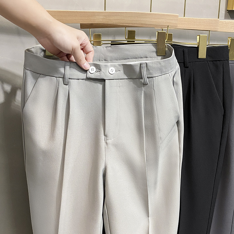 Klasične ležerne muške hlače u 4 boje Proljeće Jesen Nove poslovne modne hlače Udobne ravne hlače do gležnja Sivo Crne