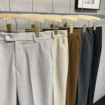 Есенни нови дебели панталони за костюм Мъжки прави драпирани корейски модни класически бизнес ежедневни вълнени официални панталони Мъжки кафе-бежов