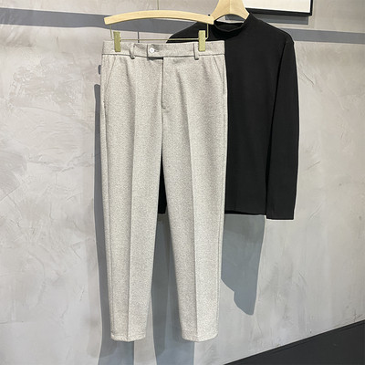 Sügises uued paksud ülikonnapüksid, meeste sirge kardinaga Korea mood Klassikaline äri vabaaja villased pidulikud püksid meeste kohv beež