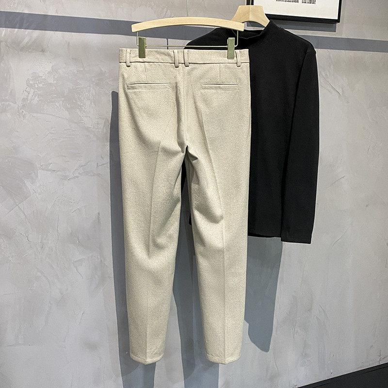 Sügises uued paksud ülikonnapüksid, meeste sirge kardinaga Korea mood Klassikaline äri vabaaja villased pidulikud püksid meeste kohv beež