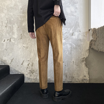 Есенни нови кадифени панталони Мъжки модни ежедневни винтидж прави тънки панталони тип харем Мъжко улично облекло кафе каки сиво