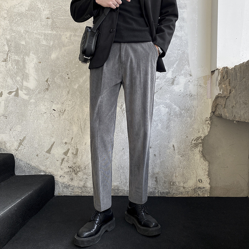 Nove jesenske hlače od samta, muške modne, ležerne, vintage ravne uske harem hlače, muške ulične kavane kaki sive
