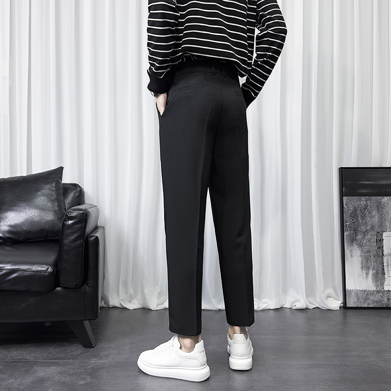 Vabaaja ülikonnapüksid Meeste kevadsügis Mugav soliidne pahkluuni ulatuv kleit Korea moodne meeste bränd püksid sinine hall kohv
