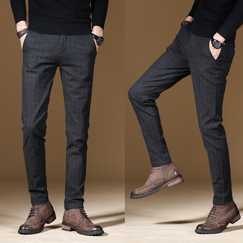 2020 Нови бизнес ежедневни прави черни сиви панталони Мъжки памучни тънки панталони Chinos Модни панталони Мъжки маркови дрехи Плюс размер 38