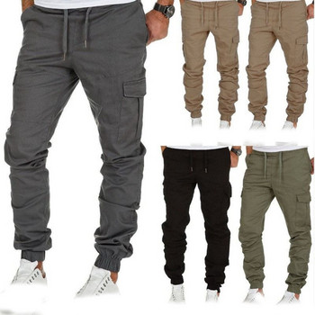 Нова колекция Пролет Есен Долнища Нови панталони Jogger Мъжки шнурове Удобни спортни панталони с еластична талия