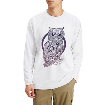 Нова дълга тениска CELTIC OWL kawaii дрехи огромна тениска ретро тениска обикновени бели тениски мъжки