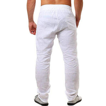 Мъжки тънки памучни бели карго панталони Мъжки пролетни нови дишащи едноцветни ленени панталони Фитнес Streetwear Pantalon Homme