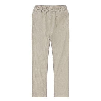 Мъжки тънки памучни бели карго панталони Мъжки пролетни нови дишащи едноцветни ленени панталони Фитнес Streetwear Pantalon Homme