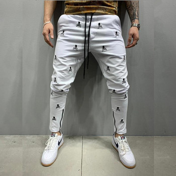 Мъжки нови джогинг тактически панталони Harajuku Style Skull Embroidery Skinny Casual панталони Мъжки хип-хоп крака Спортни панталони с цип 바지