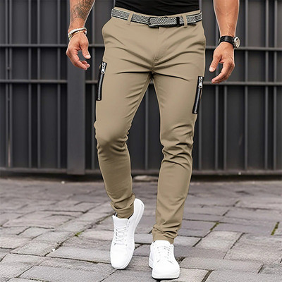 Muška nova ulična odjeća Jogger pencil hlače Muške 100% pamuk Poslovne ležerne hlače Vintage Zip Up Cargo duge hlače Pantalon Homme