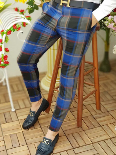 Meeste vabaaja õhukesed keskmise vöökohaga püksid vintage pikad püksid Meeste uued tänavarõivad triibuline ruuduline sörkimispliiats püksid Pantalones Hombre