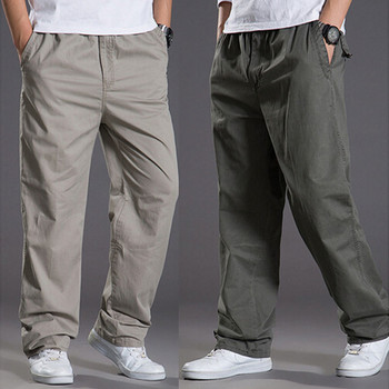 Ежедневни памучни панталони с тънки части за пролетта и лятото Мъжки панталони с множество джобове, големи панталони Еластичен супер голям размер M-6XL