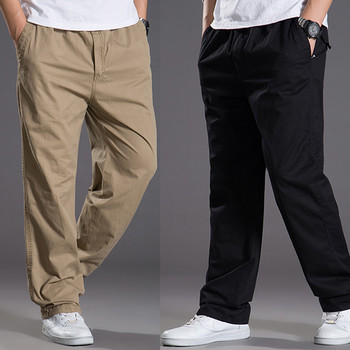 Ежедневни памучни панталони с тънки части за пролетта и лятото Мъжки панталони с множество джобове, големи панталони Еластичен супер голям размер M-6XL