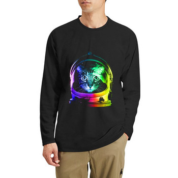 New Astronaut Cat Дълга тениска sublime t shirt ретро тениска персонализирани тениски сладки дрехи обикновени тениски мъже