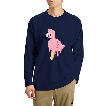 Нова тениска Flamingo Bird Popsicle Дълга тениска с животински принт Риза за момчета Естетично облекло Мъжко облекло