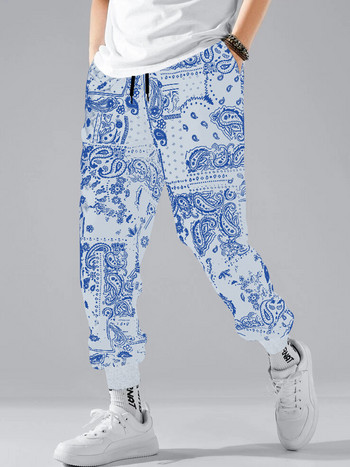 Мъжки хип-хоп спортни панталони Paisley Graphic, ежедневни влагоотвеждащи дишащи стилни панталони за открито, улично облекло