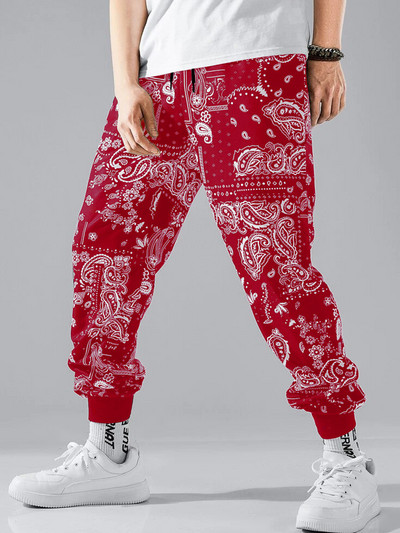 Muške hip-hop paisley grafičke trenirke, ležerne prozračne elegantne hlače za upijanje vlage za van, uličnu odjeću