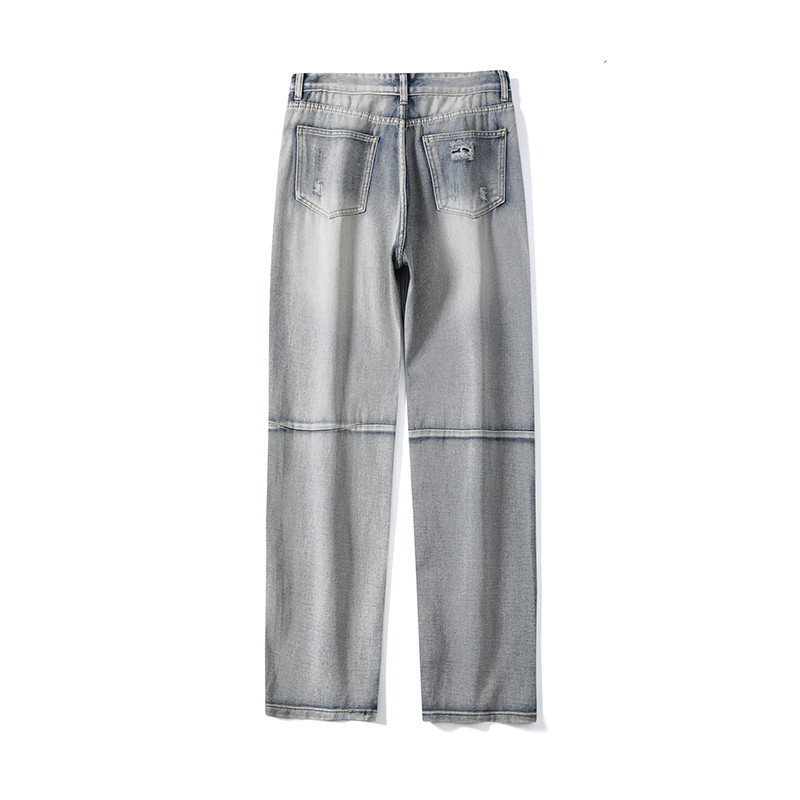 Ανδρικό τζιν με σκισίματα τζιν με λεπτή εφαρμογή Y2K ίσιο τζιν παντελόνι Hip hop σχέδιο με φερμουάρ Παντελόνι με τρύπες