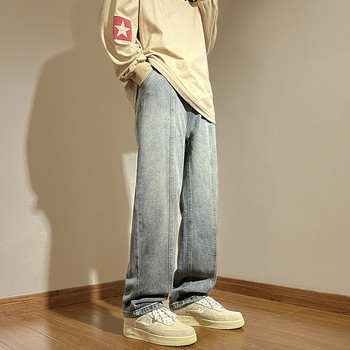 Άνοιξη 2023 Νέο Ανδρικό Μόδα Τζιν Φαρδύ ίσιο τζιν παντελόνι Κορεατικό streetwear Vintage Splice φαρδύ παντελόνι Επώνυμα ρούχα