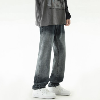 2023 Φθινόπωρο Νέα Κορεάτικη Μόδα Ανδρικά τζιν με ντεγκραντέ τζιν Streetwear Ελαστική μέση Φαρδιά ίσιο παντελόνι Τζιν παντελόνι