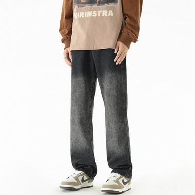 2023 Φθινόπωρο Νέα Κορεάτικη Μόδα Ανδρικά τζιν με ντεγκραντέ τζιν Streetwear Ελαστική μέση Φαρδιά ίσιο παντελόνι Τζιν παντελόνι