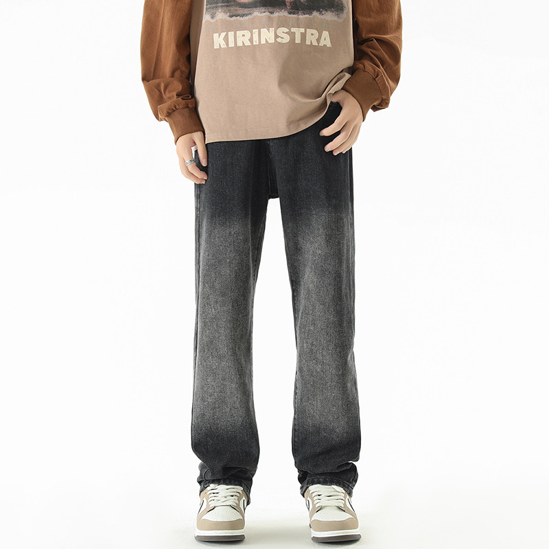 2023 Φθινόπωρο Νέα Κορεάτικη Μόδα Ανδρικά τζιν με ντεγκραντέ τζιν Streetwear Ελαστική μέση Φαρδιά ίσιο παντελόνι Τζιν παντελόνι