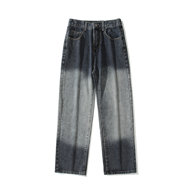 2023 Φθινόπωρο Νέα Κορεάτικη Μόδα Ανδρικά τζιν με ντεγκραντέ τζιν Streetwear Ελαστική μέση Φαρδιά ίσιο παντελόνι Τζιν παντελόνι
