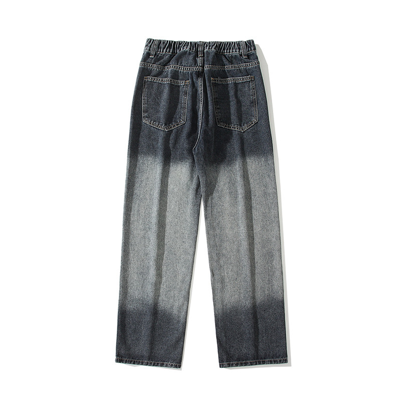 2023 Φθινόπωρο Νέα Κορεάτικη Μόδα Ανδρικά τζιν με ντεγκραντέ τζιν Streetwear Ελαστική μέση Φαρδιά ίσιο παντελόνι Τζιν παντελόνι