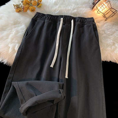 Streetwear Ανδρικά ελαστική μέση φαρδιά τζιν Νέο φθινόπωρο Κορεάτικη μόδα Φαρδύ τζιν παντελόνι Vintage πλυμένο μπλε ανδρικό παντελόνι
