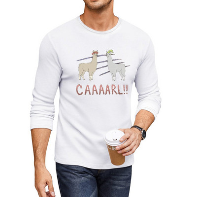 Uued mütsidega laamid - Carl! Pikk T-särk dressipluus t-särk meeste kiiresti kuivav särk T-särgid meeste raskekaalu t-särgid meestele