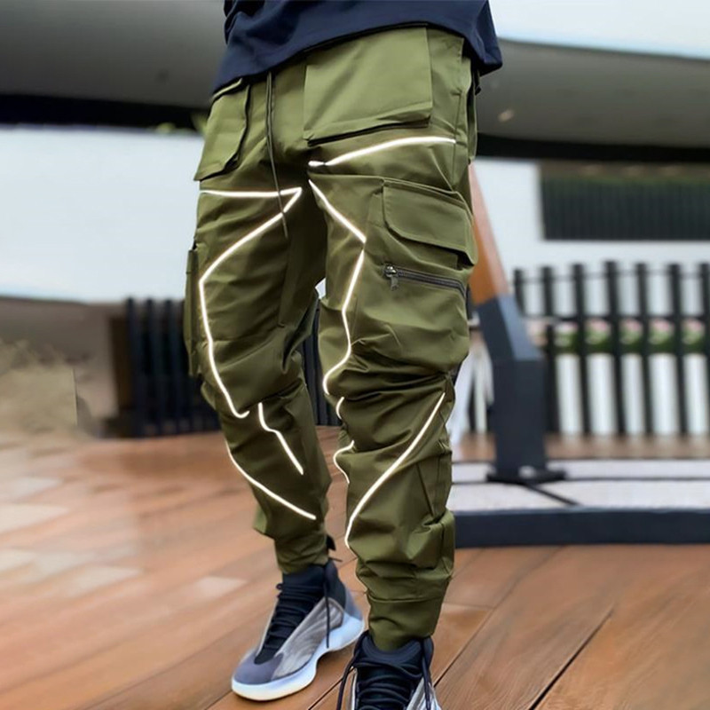 PFNW Jednobojne majice s prošivenim džepovima Cargo hlače Muška tamna High Street odjeća Jesenski široki trend Techwear Muška tamna odjeća 12A1697