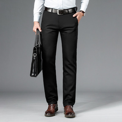 Muške zimske tople ležerne rastezljive uske hlače s podstavom od flisa, formalne ravne chino hlače, poslovne hlače