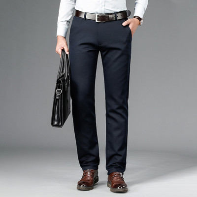 Muške zimske tople ležerne rastezljive uske hlače s podstavom od flisa, formalne ravne chino hlače, poslovne hlače