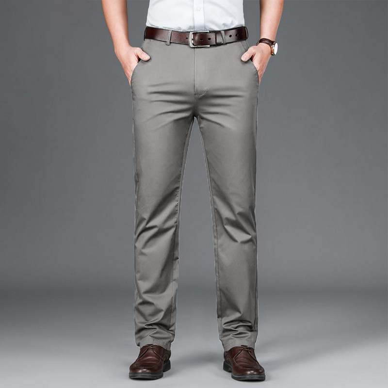 Muške zimske tople ležerne rastezljive uske hlače s podstavom od flisa, formalne ravne chino hlače, poslovne hlače