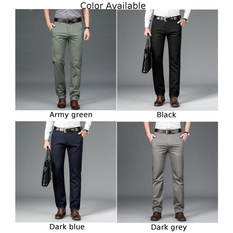 Muške zimske tople ležerne rastezljive uske hlače s podstavom od flisa, formalne ravne chino hlače, poslovne hlače